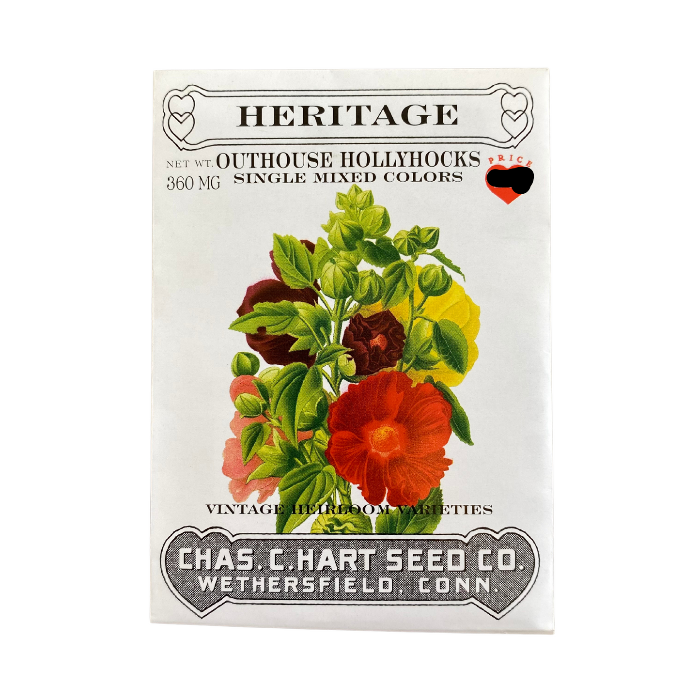 Heritage Outhouse Hollyhocks