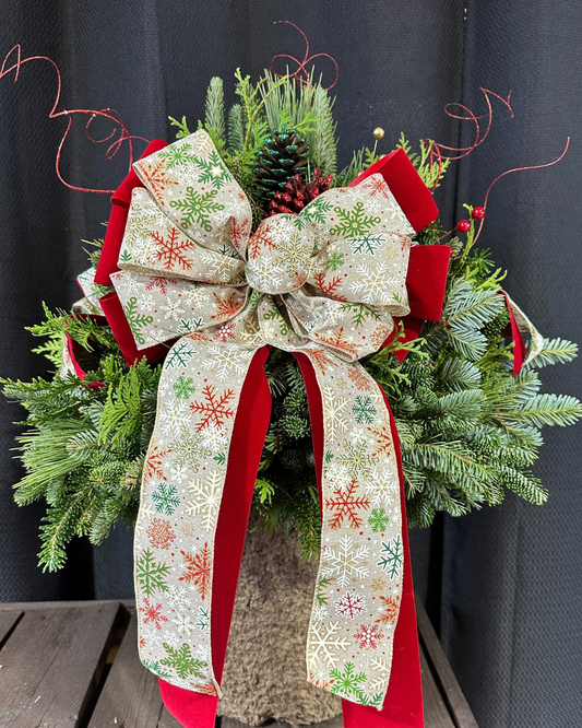 12'' Decorated Snowflake Fiber Pot (Xmas)