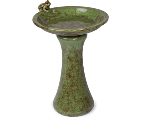 Frog Accent Birdbath 21" Green