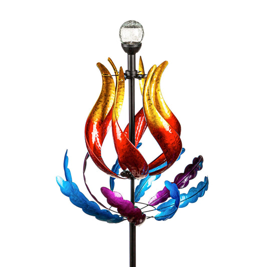 84"H Solar Wind Spinner, Multi-color Tulip