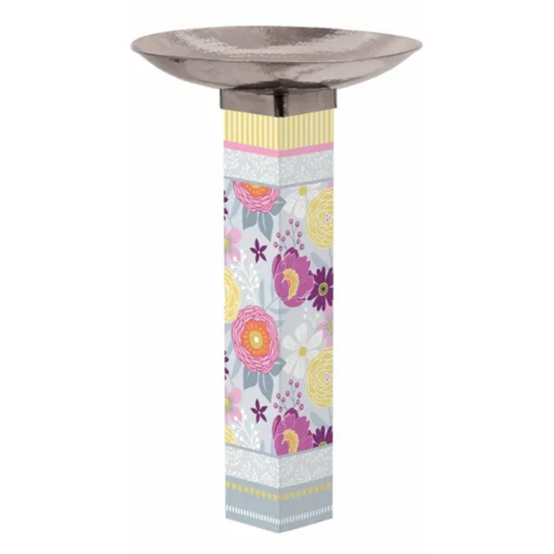 Boho Flair Bird Bath Art Pole w/ST9025 Stainless Steel Topper