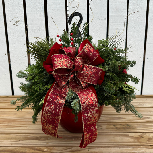 12'' Decorated Holiday Splash Holiday Hanging Basket