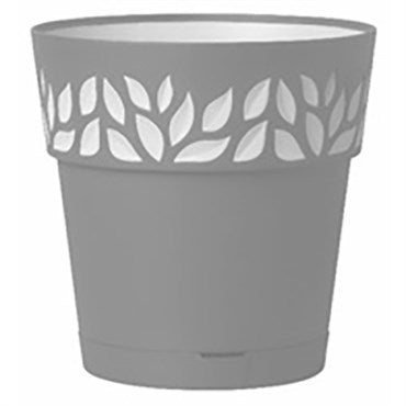 Deroma 11.4" Leaf Grey White Pot