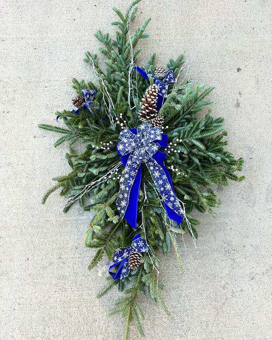 Large Grave Blanket - Blue (Xmas)