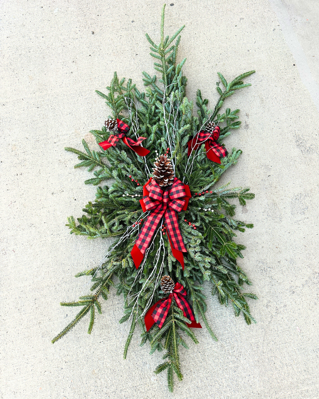 Large Grave Blanket - Red & Black Buffalo Plaid (Xmas)