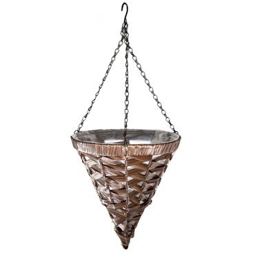 Gardener Select 12" Hanging Basket Cone Coffee Wicker no