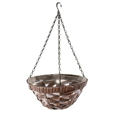 Gardener Select 12" Hanging Basket Round Coffee Wicker