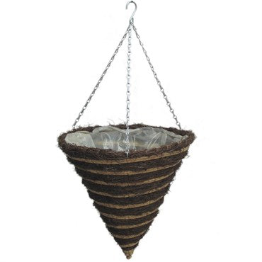 Gardener Select 14" Cone Hanging Basket Striped Resin Wicker