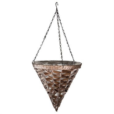 Gardener Select 14" Hanging Basket Cone Coffee Wicker