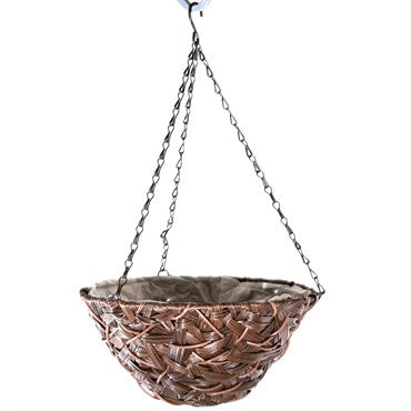 Gardener Select 14" Hanging Basket Round Brown Wicker