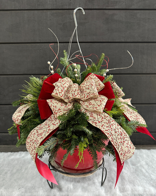 12'' Decorated Frosty Berry Hanging Basket (Xmas)