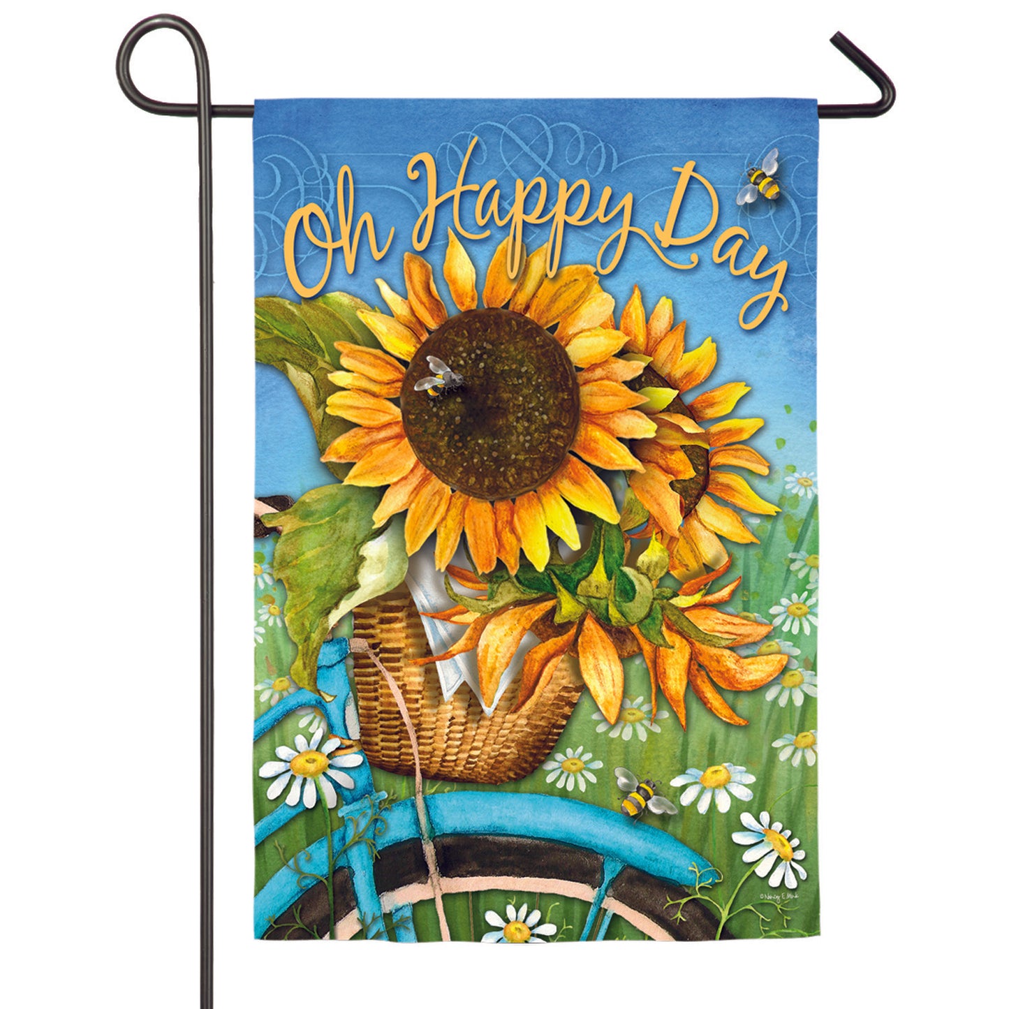 Happy Day Sunflowers Garden Suede Flag
