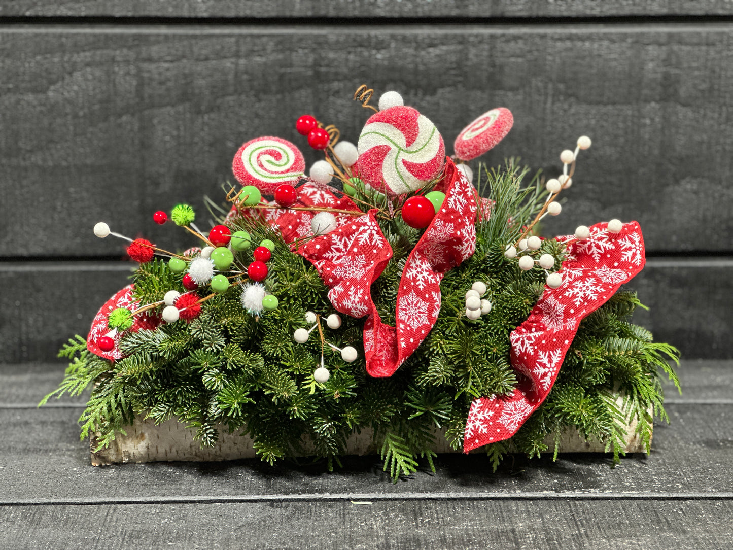 Birch Log Centerpiece (Xmas)