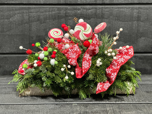 Birch Log Centerpiece (Xmas)