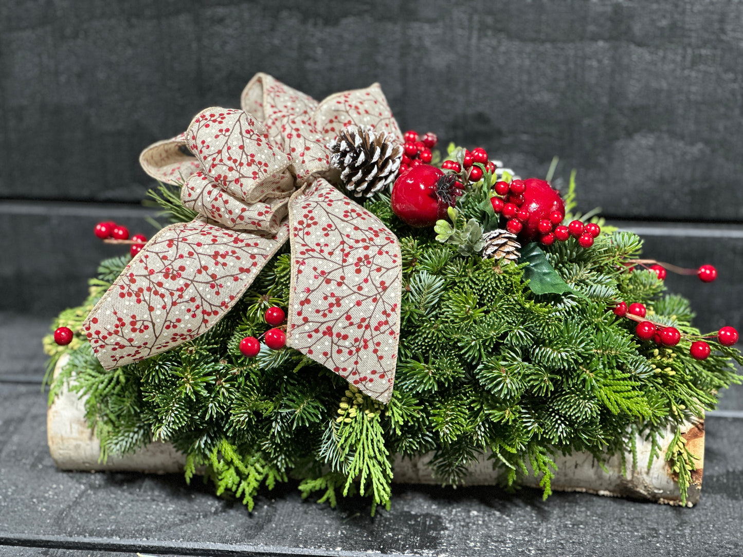 Birch Log Centerpiece (Xmas)