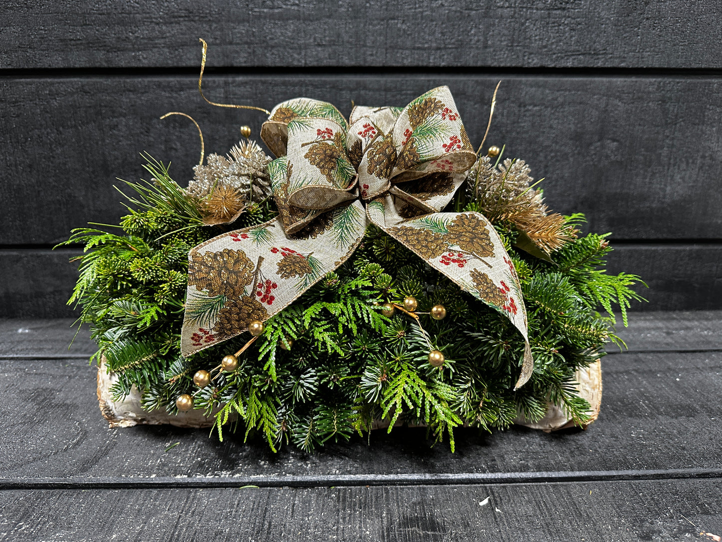 Birch Log Centerpiece (Xmas)