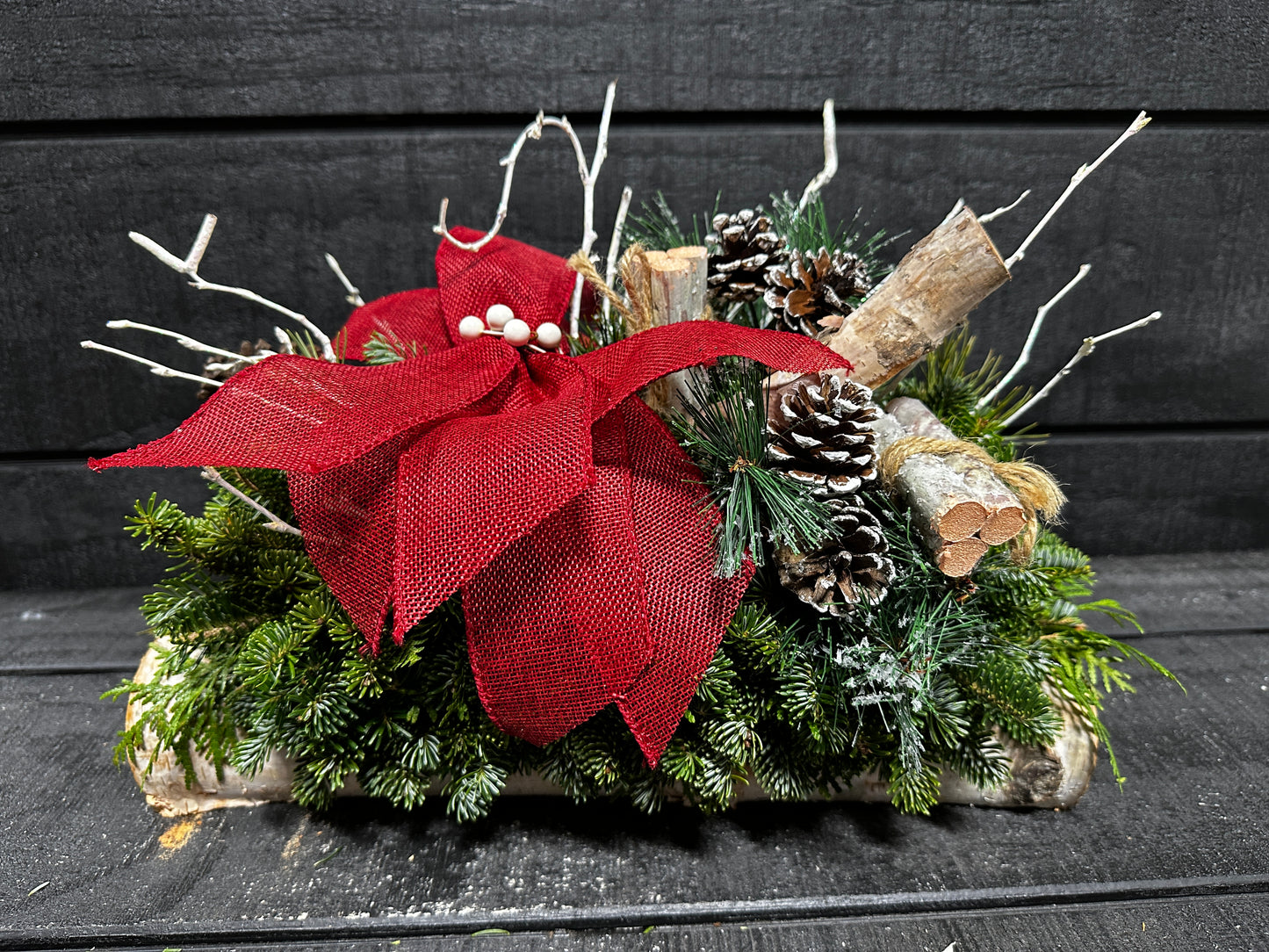 Birch Log Centerpiece (Xmas)