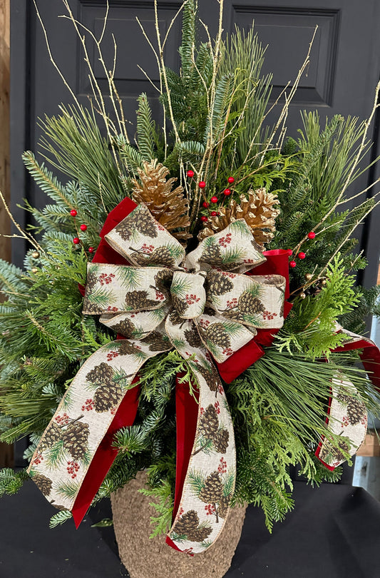 12'' Decorated Pinecone Fiber Pot