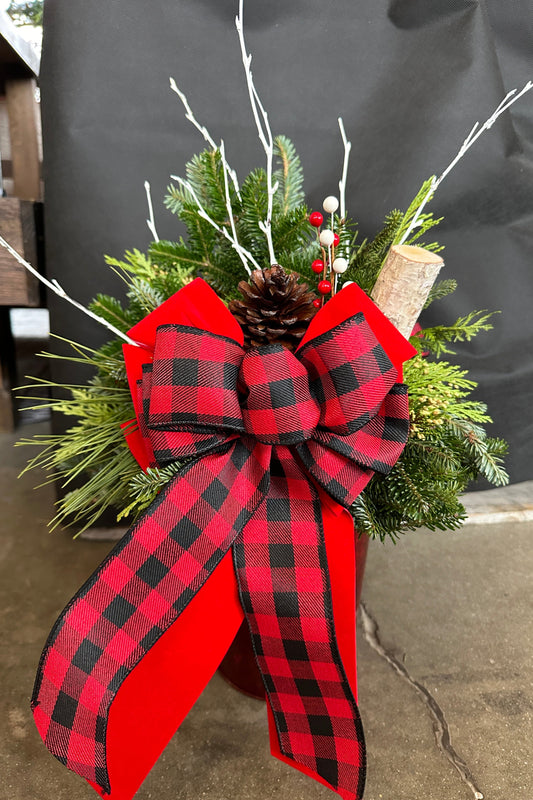 7'' Decorated Red & Black Buffalo Plaid Red Tin