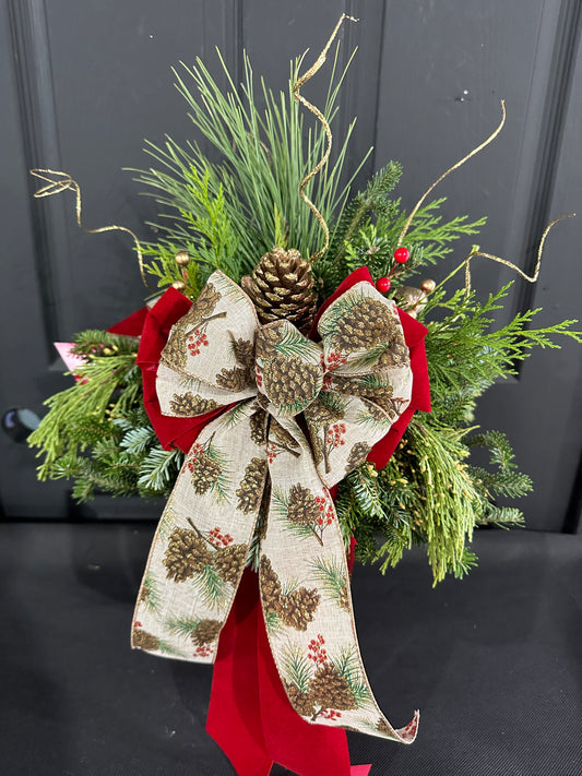 7'' Decorated Pinecone Red Tin