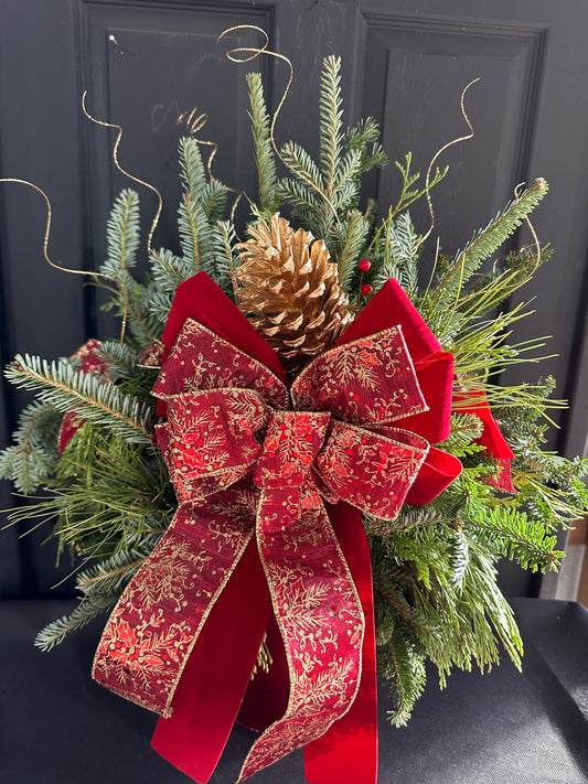 7'' Decorated Holiday Splash Red Tin