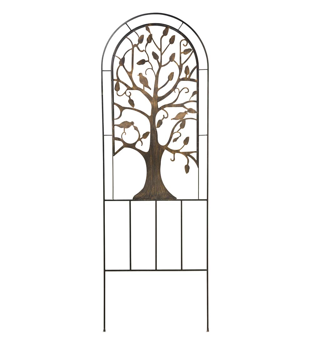 Metal Arched Garden Trellis with Tree of Life Desi