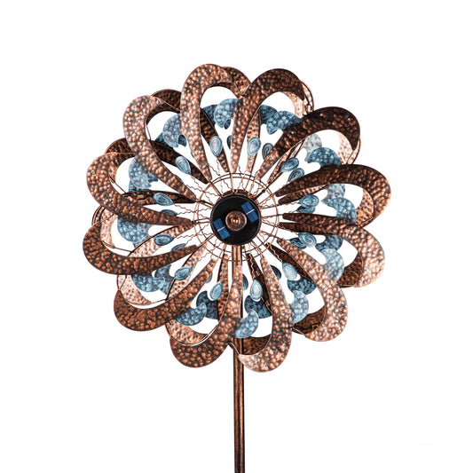 Solar Wind Spinner, Copper and Blue Patina Swirl