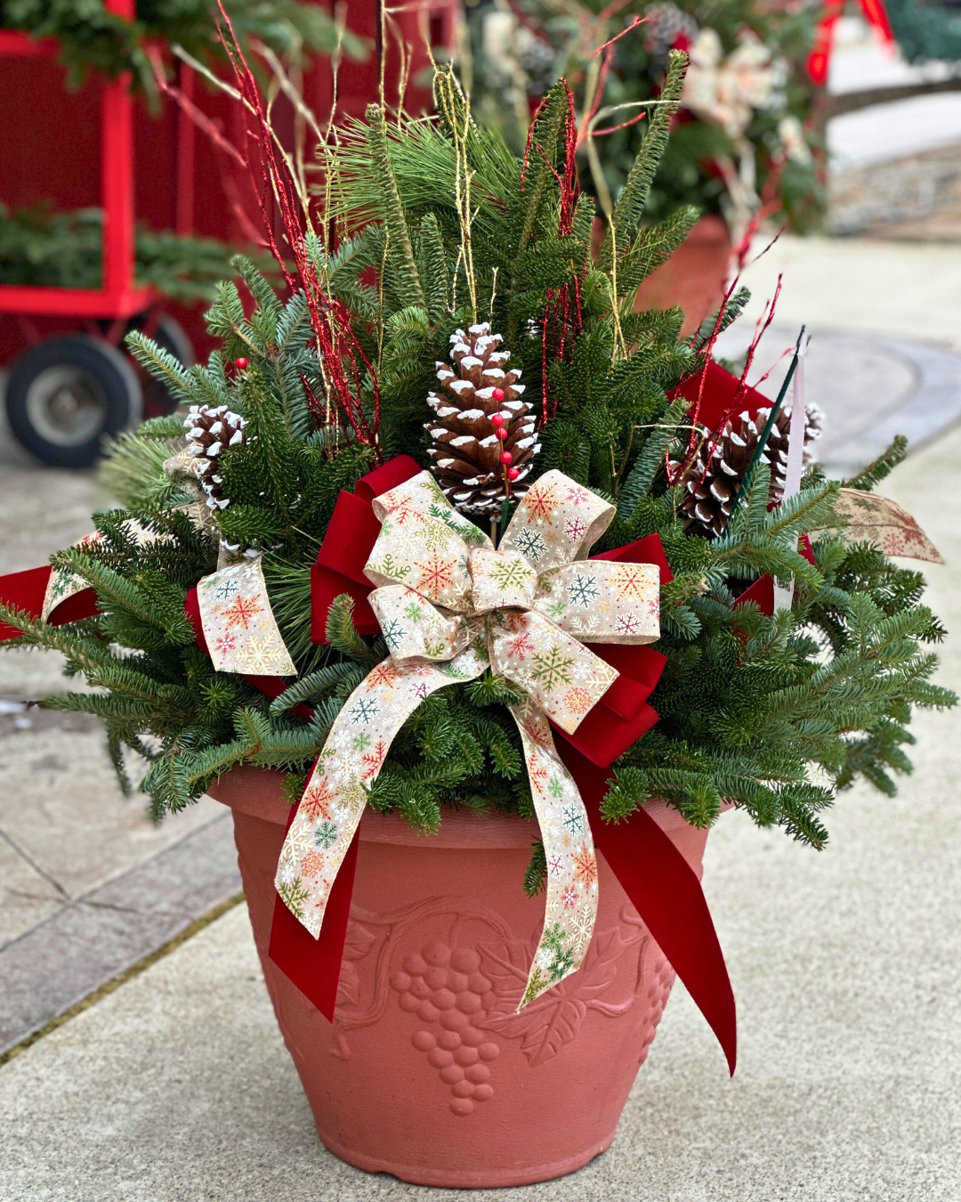 22'' Grape Vine Pots Decorated (Xmas)