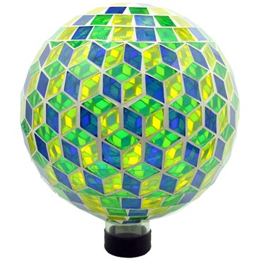 VCS 10" Blue Green Geometric Glass Globe