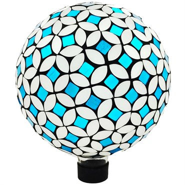 VCS 10" Turquoise & White Glass Globe